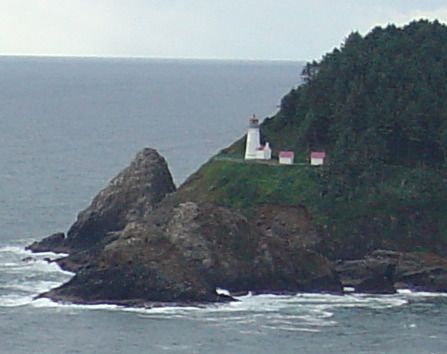 Heceta Head Lighthouse — the woman in gray on the Oregon coast
